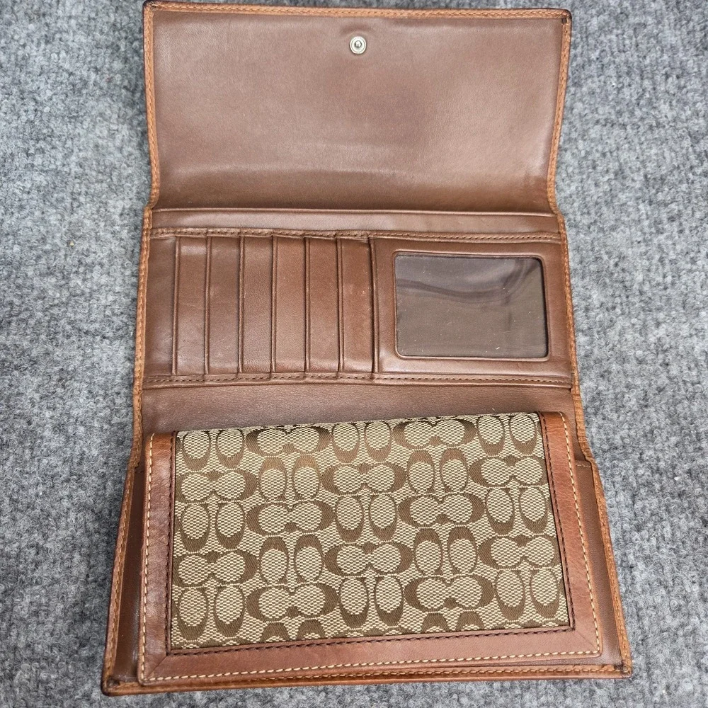 Coach Snap Closure Signature C Wallet Fabric with Leather Trim VTG y2k